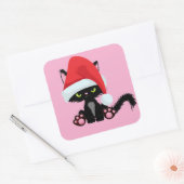 Schattige Kerstkat – Festive Kerstontwerp Vierkante Sticker (Envelop)