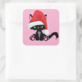Schattige Kerstkat – Festive Kerstontwerp Vierkante Sticker (Tas)
