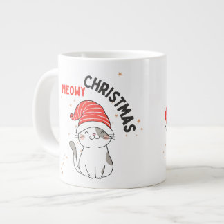 schattige kerstkat grote koffiekop