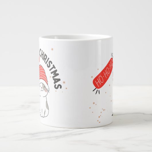 schattige kerstkat grote koffiekop (Voorkant)