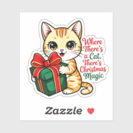Schattige Kerstkat-holiday sticker voor kattenlief
