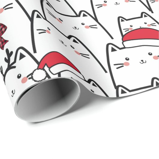Schattige kerstkat inpakpapier (Rol Hoek)
