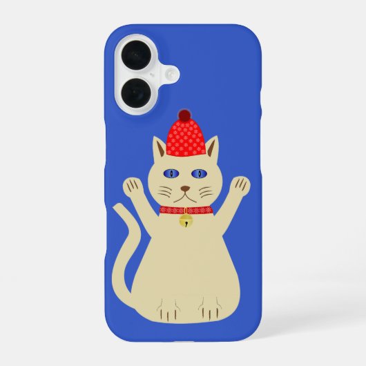 Schattige Kerstkat iPhone 16 Hoesje (Achterkant)