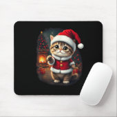 Schattige Kerstkat Kerstman Mooie Xmas Kit Muismat (Met muis)