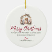 Schattige kerstkat kittendier keramisch ornament (Achterkant)