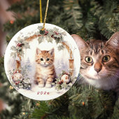 Schattige kerstkat kittendier keramisch ornament