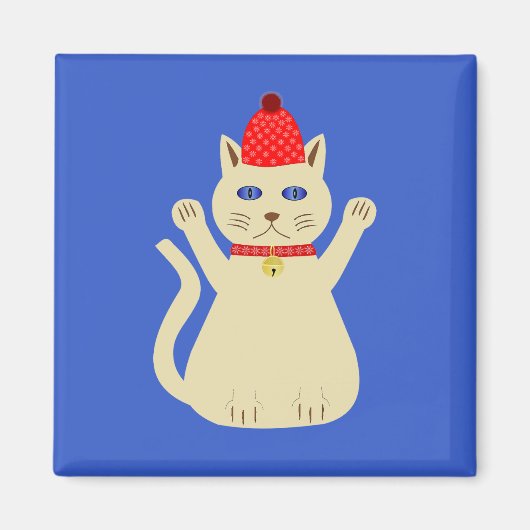 Schattige Kerstkat Magneet (Voorkant)