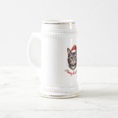 Schattige Kerstkat met Kerstmannenhoed Bierpul (Voorkant links)