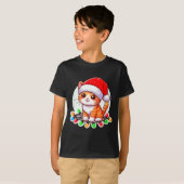 Schattige Kerstkat Met Kerstmannenhoed T-shirt (Voorkant volledig)