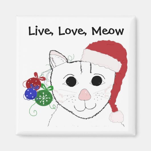 Schattige Kerstkat met Spreuk Magneet (Voorkant)