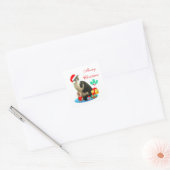 Schattige Kerstkat met tabbyvlekken Vierkante Sticker (Envelop)