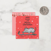Schattige Kerstkat Notitiekaartje (Voorkant / Achterkant in situ)