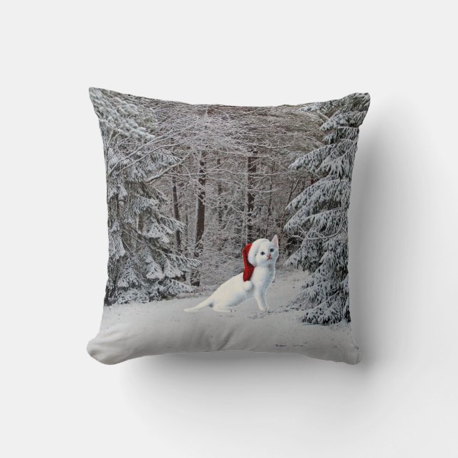 Schattige kerstkat Pillow! Kussen (Voorkant)