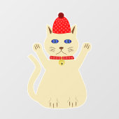 Schattige Kerstkat Raamsticker (Vel)