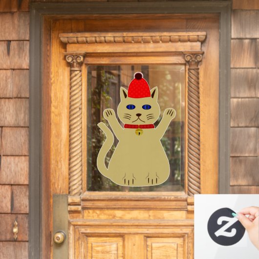 Schattige Kerstkat Raamsticker (Huis Deur)