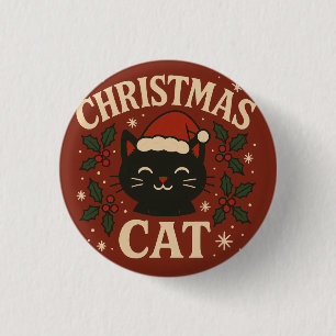 Schattige Kerstkat Ronde Button 3,2 Cm
