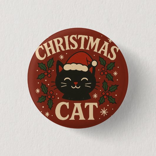 Schattige Kerstkat Ronde Button 3,2 Cm (Voorkant)