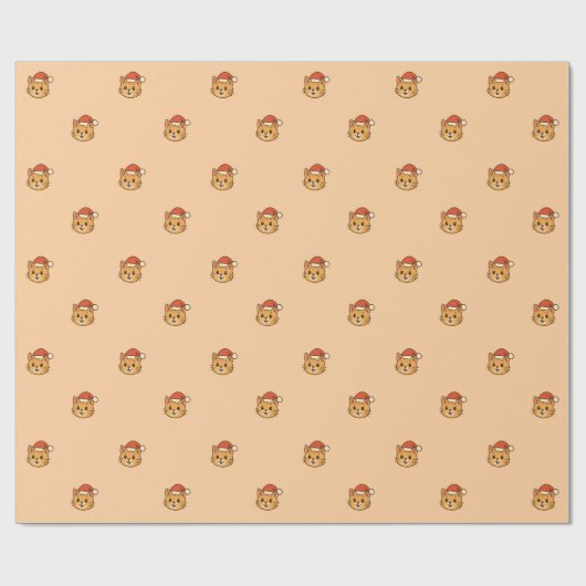 Schattige Kerstkat Sinterklaashoed Cadeaupapier (Vlak)