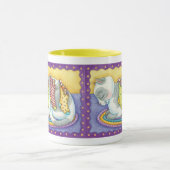 Schattige Kerstkat Slaapt met Muizen in Kousen Mok (Midden)