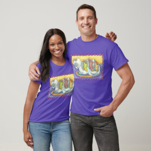 Schattige Kerstkat Slapend met Muizen in Kousen T-shirt