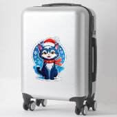 🐱 Schattige Kerstkat Sneeuwvlok ❄️ Sticker (Koffer)