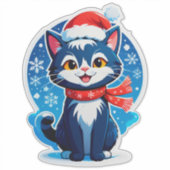 🐱 Schattige Kerstkat Sneeuwvlok ❄️ Sticker (Voorkant)