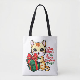 Schattige Kerstkat Vakantie Cadeau voor Kattenlief Tote Bag