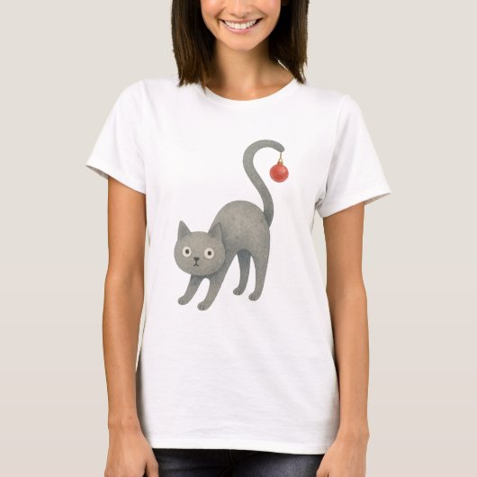 Schattige Kerstkat Vakantie T-shirt (Voorkant)