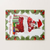Schattige Kerstkat voor Kinderen Legpuzzel (Horizontaal)