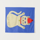 Schattige Kerstkat Wandkleed (Voorkant (horizontaal))