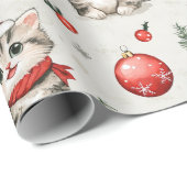 Schattige Kerstkatjes Cadeaupapier (Rol Hoek)