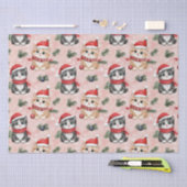 Schattige Kerstkatjes op Roze Tissuepapier (Craft)