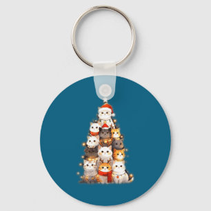 Schattige Kerstkatten Boomlichtjes Vakantie Kitten Sleutelhanger