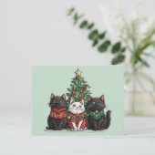 Schattige Kerstkatten Briefkaart (Staand voorkant)