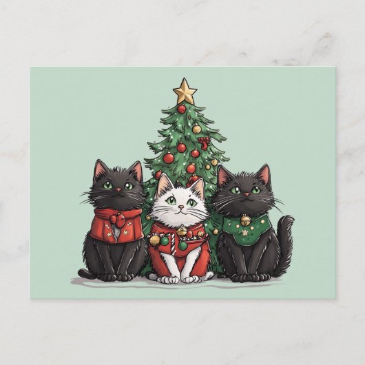 Schattige Kerstkatten Briefkaart (Voorkant)