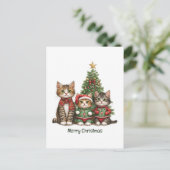 Schattige kerstkatten feestdagenkaart (Staand voorkant)