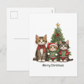 Schattige kerstkatten feestdagenkaart (Voorkant / Achterkant)