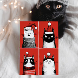 Schattige Kerstkatten Funny Cat Lover Meowy Kerstm Briefkaart