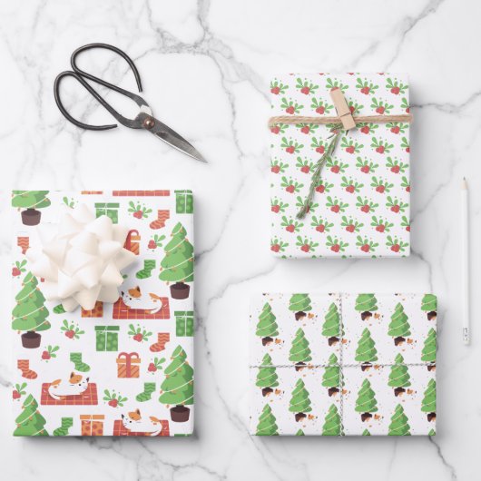 Schattige Kerstkatten Inpakpapier Vel (Voorkant)