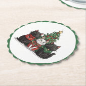 Schattige Kerstkatten Kartonnen Onderzetters (Gekanteld)
