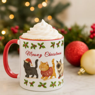Schattige Kerstkatten Kerstfeest Mok