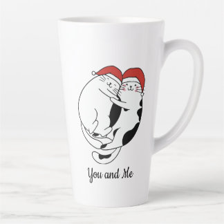 Schattige Kerstkatten koppels verliefd minimalisti Latte Mok