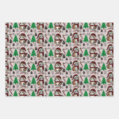 Schattige kerstkatten met bomen inpakpapier vel (Voorkant)