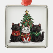 Schattige Kerstkatten Metalen Ornament (Voorkant)