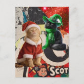 Schattige Kerstkatten Mixed Media Collage Briefkaart (Voorkant)