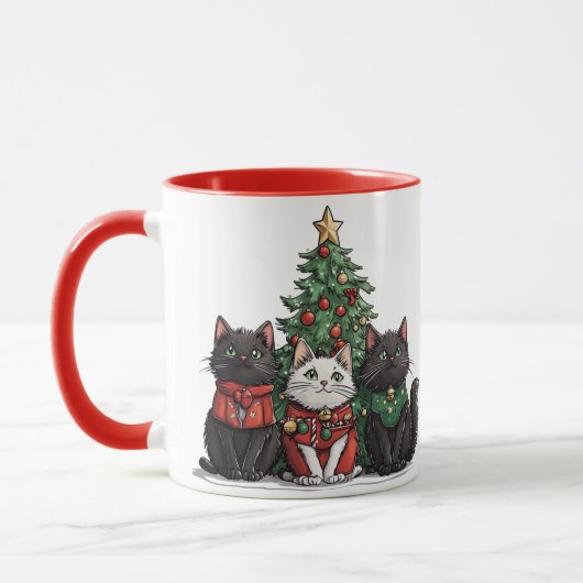 Schattige Kerstkatten Mok (Links)