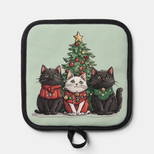 Schattige Kerstkatten Pannenlap (Voorkant)