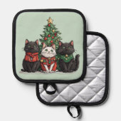 Schattige Kerstkatten Pannenlap (Voorkant / Achterkant)