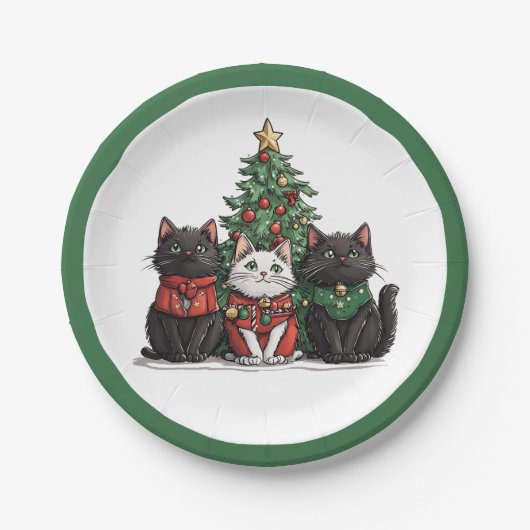 Schattige Kerstkatten Papieren Bordje (Voorkant)