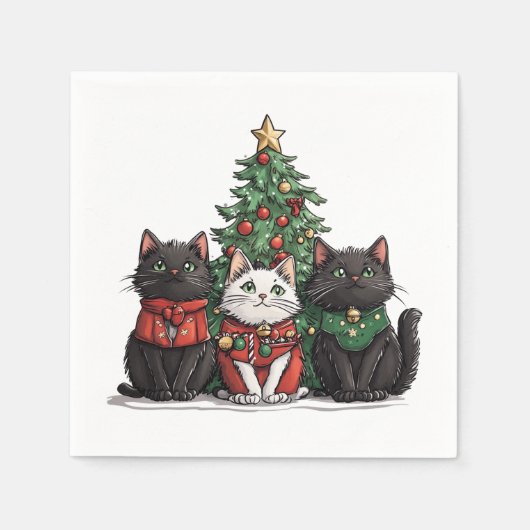 Schattige Kerstkatten Servet (Voorkant)